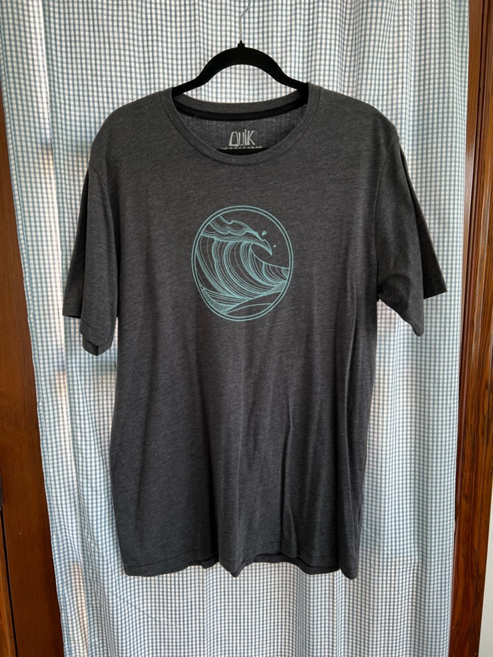 Quiksilver Charcoal Tee with Aqua Wave Graphic